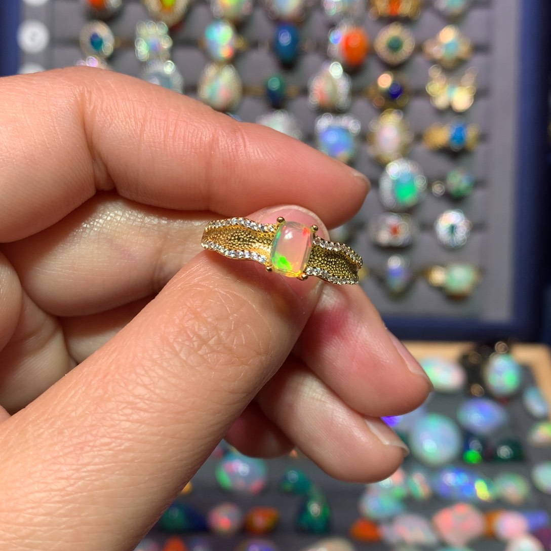 欧泊戒指款式银S925镶嵌