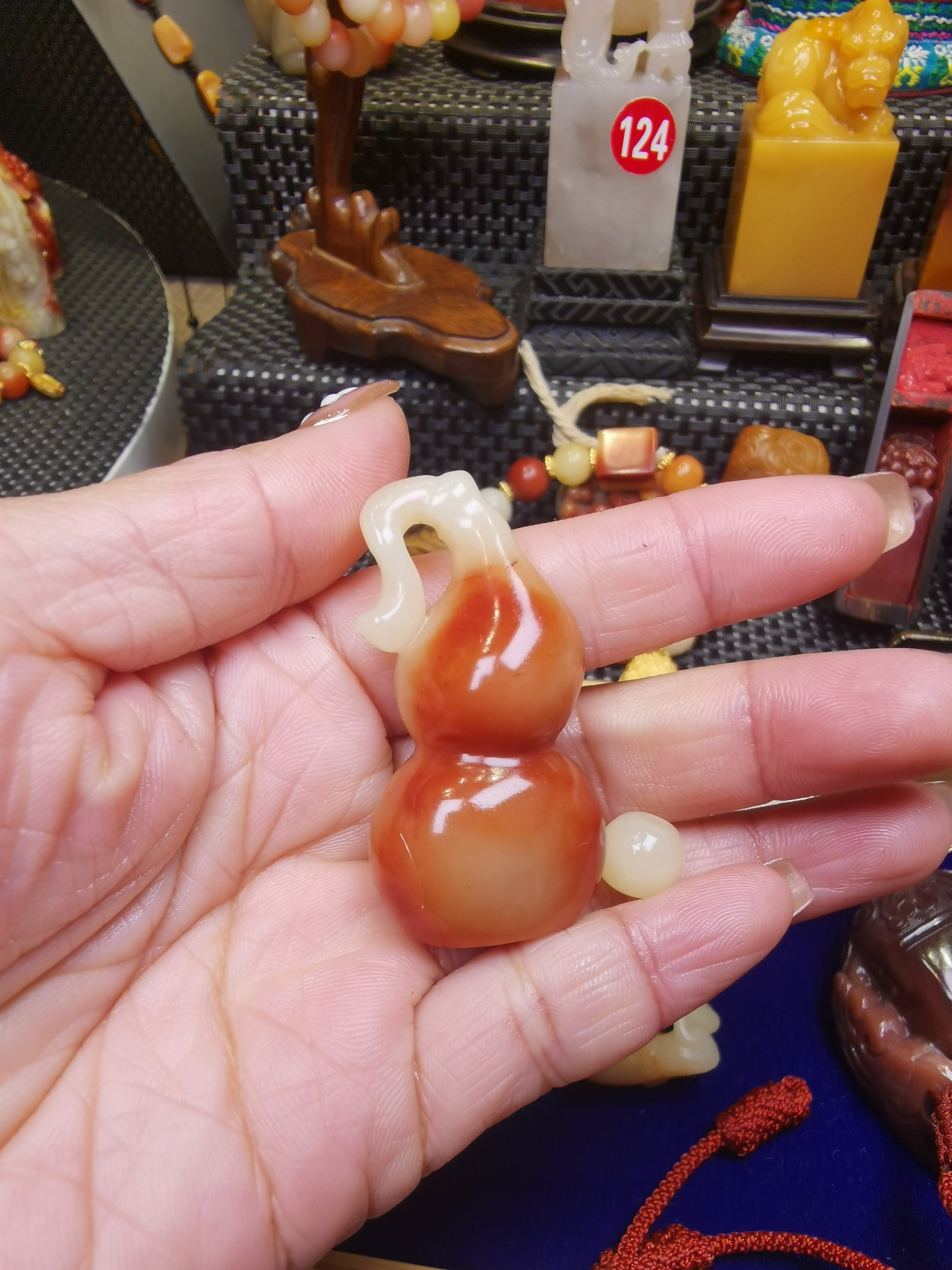 寿山石芙蓉石福禄印章挂件