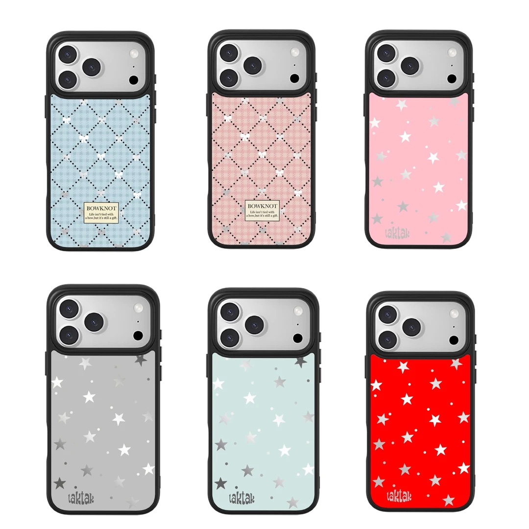黑边镜面韩ins星星蝴蝶结适用iPhone17promax手机壳苹果16/15/14