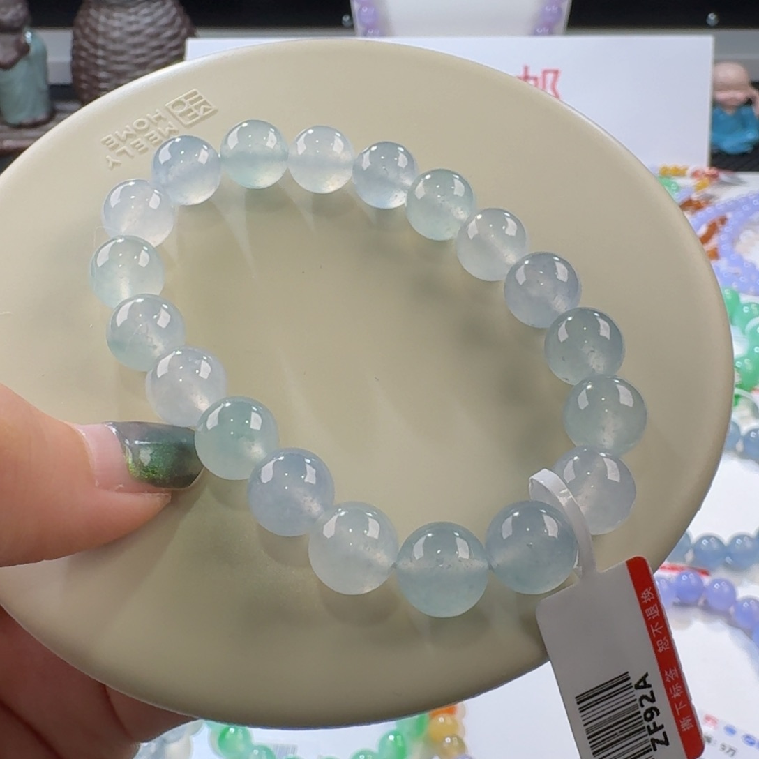 翡翠手链未镶嵌冰幻彩手串卡10 木纳雪花！梦幻！