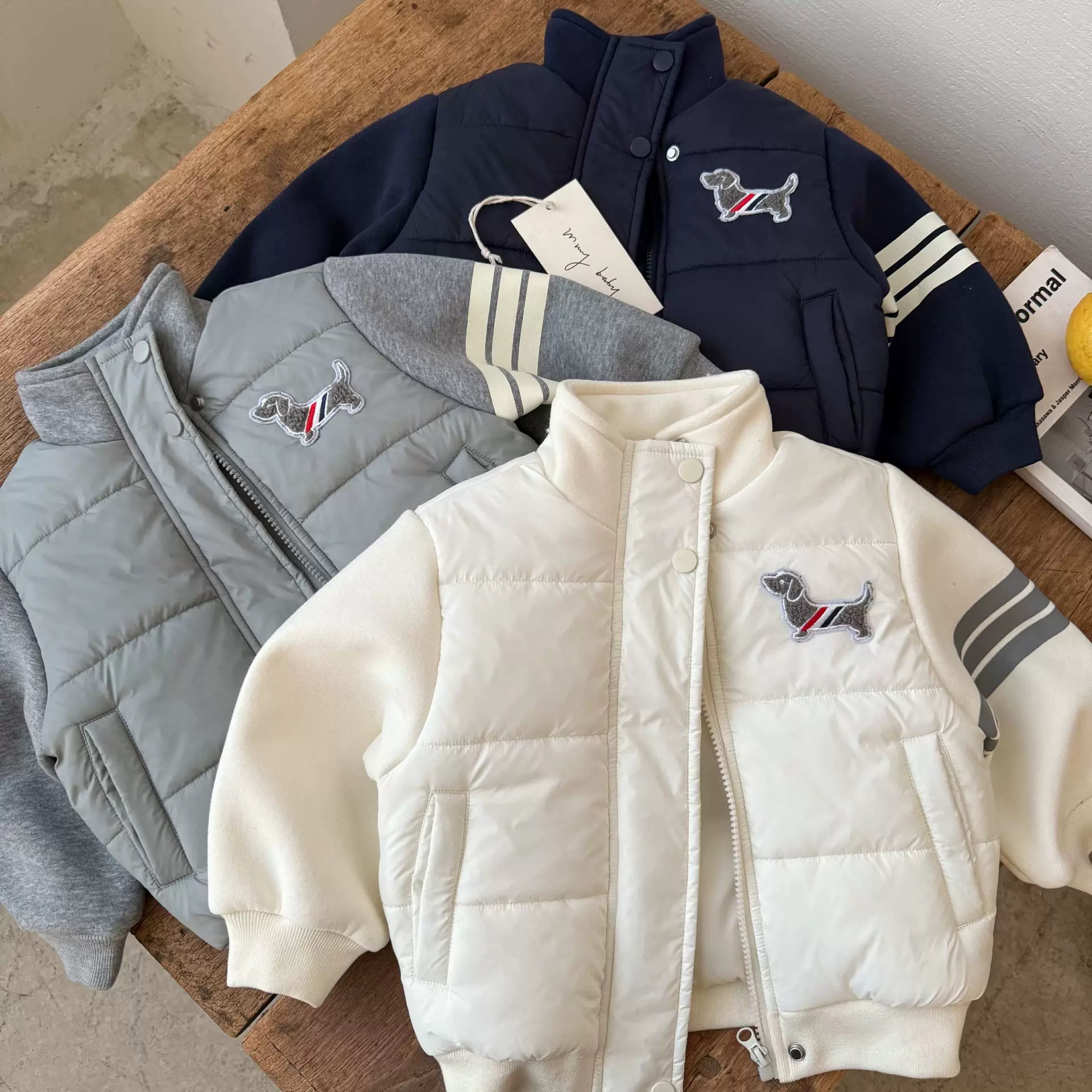 男童外套2025秋冬新款儿童韩版卡通腊肠狗加厚棉服中小童休闲保暖