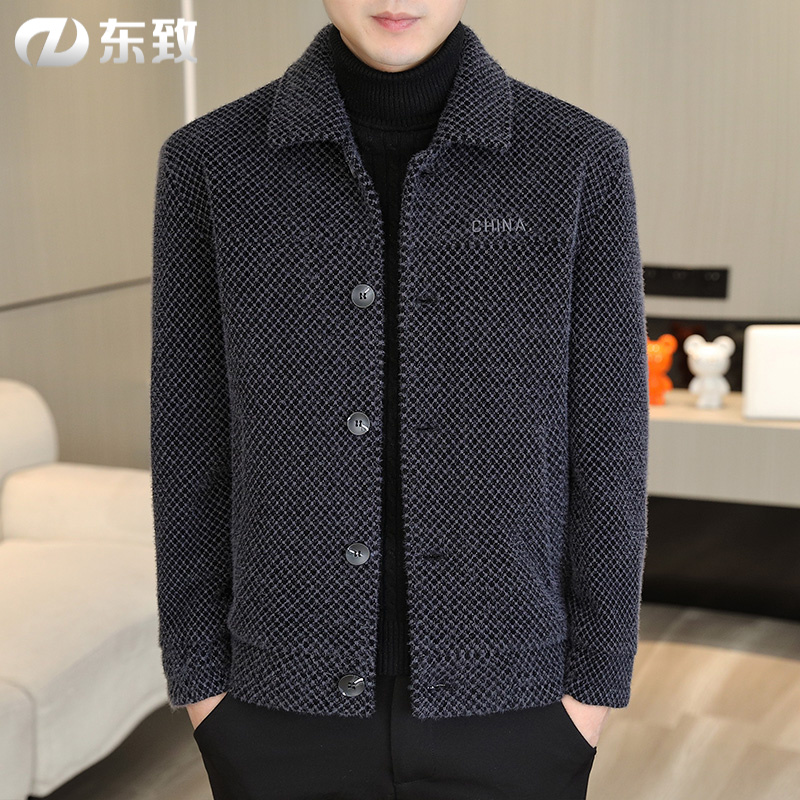 东致秋冬季短款毛呢大衣男士翻领休闲呢子外套男潮流修身加厚夹克