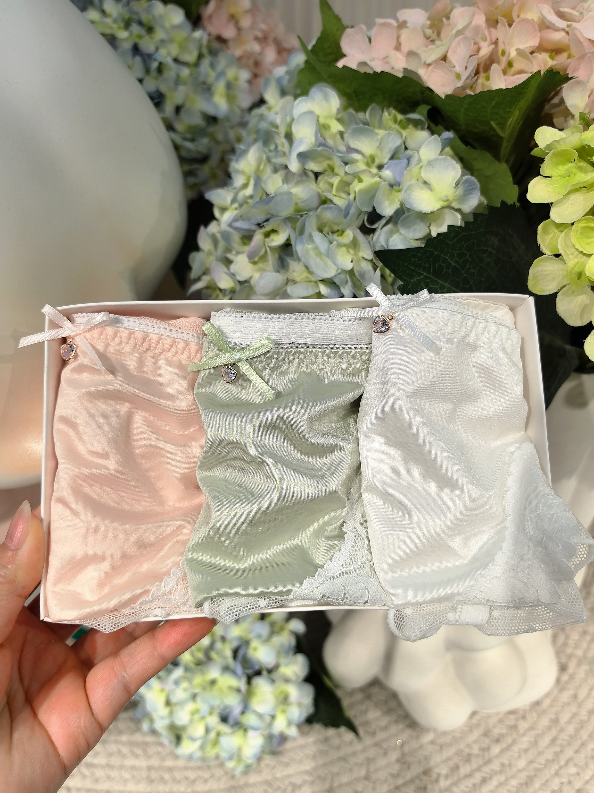 【三条装 80-120斤】云朵蜜桃 夏季新款维密蕾丝内裤马卡龙色系