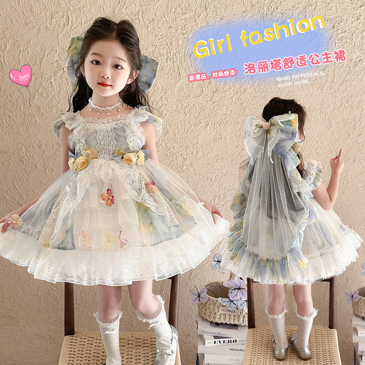 新店促销洋气舒适公主裙儿童吊带裙2025新款女宝宝生日礼服裙子时