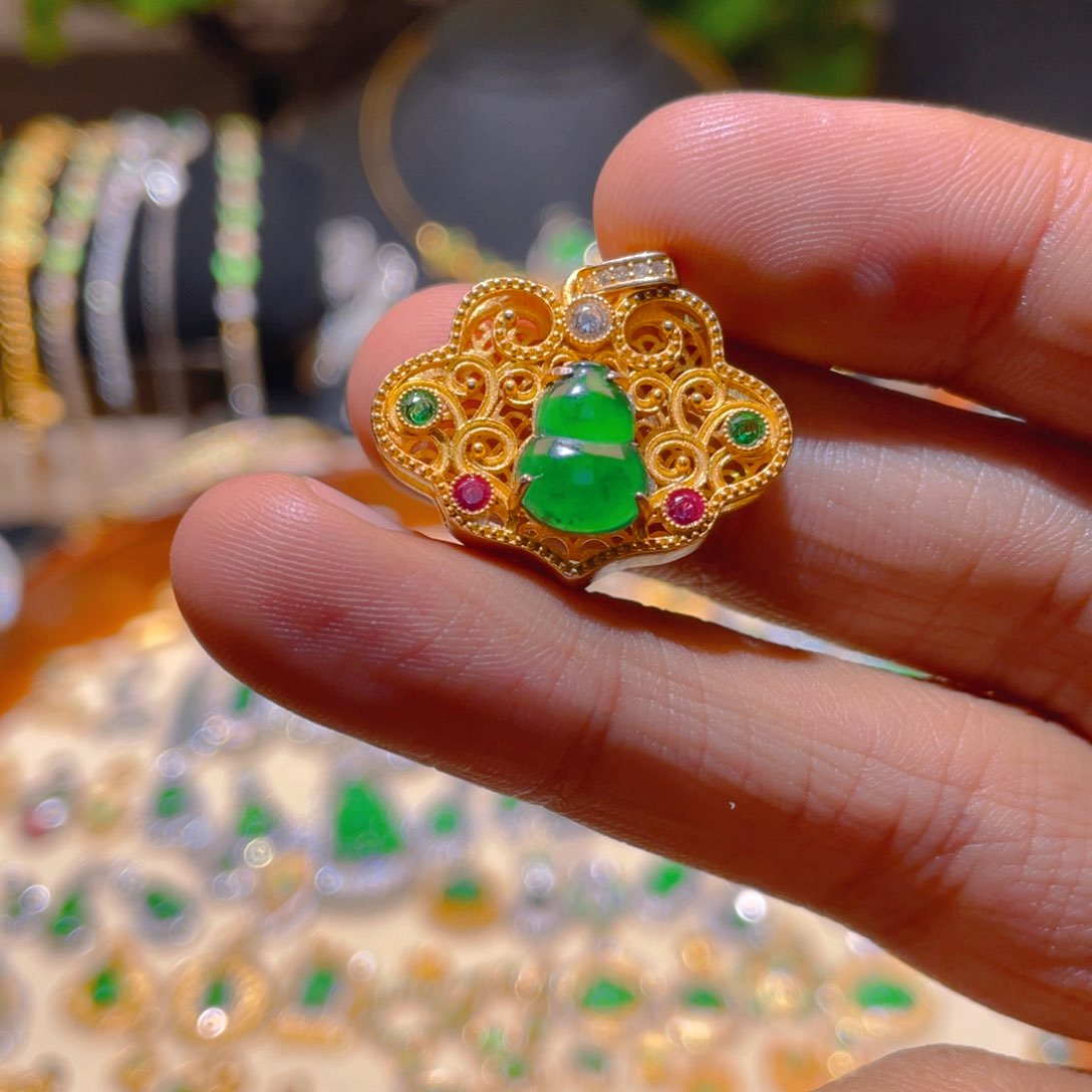 翡翠银S925镶嵌吊坠(不含链)