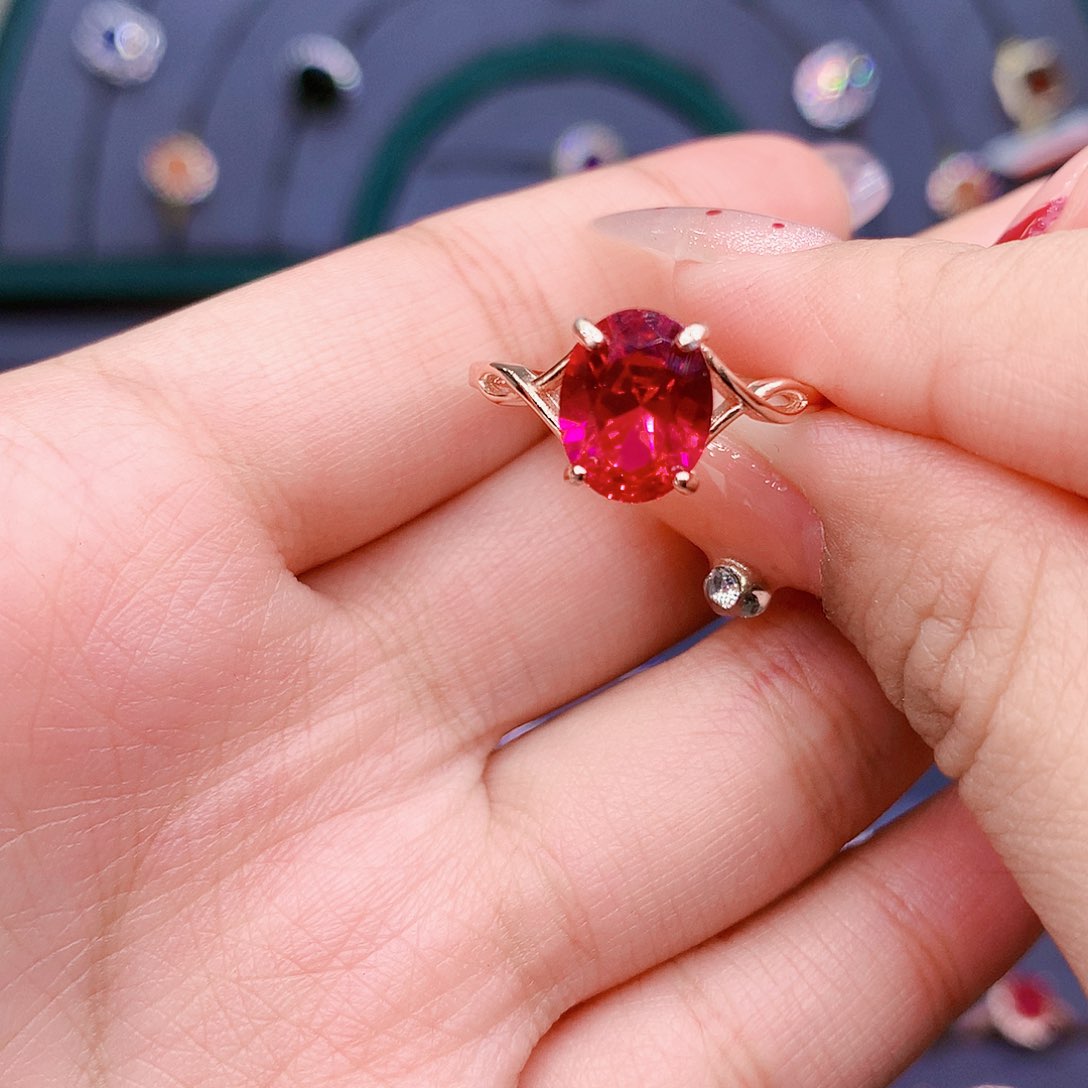 红宝石戒指银S925镶嵌
