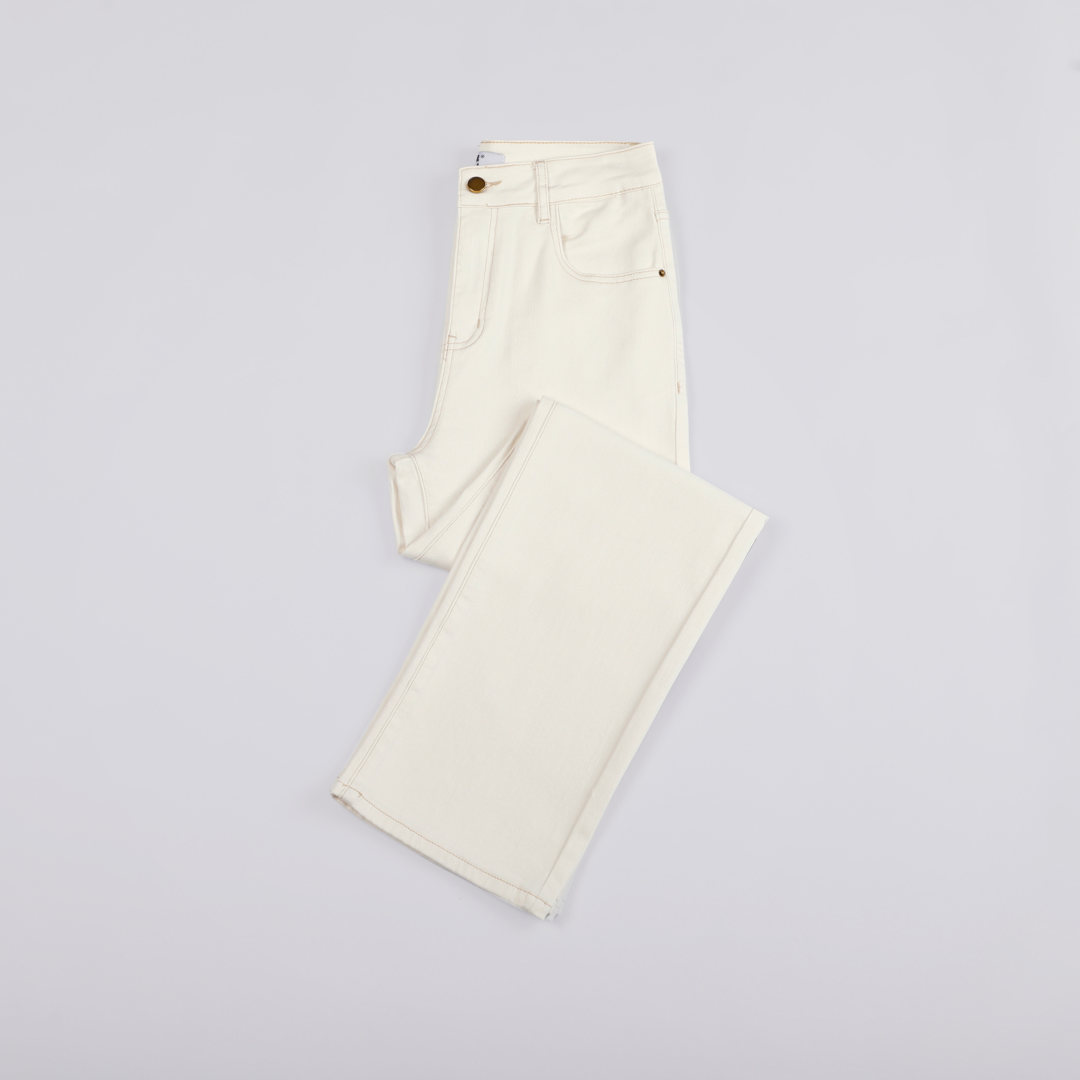 【苍山雪】YD02秋季新款牛仔裤女直筒阔腿高腰白色弹力时尚长裤子