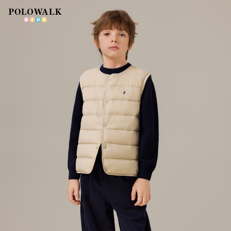 POLOWALK2025秋冬新品男女童简系休闲羽绒服马夹背心W531L0111