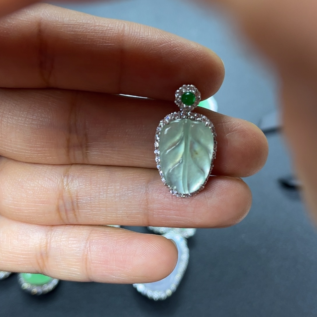 翡翠银S925镶嵌吊坠(不含链)