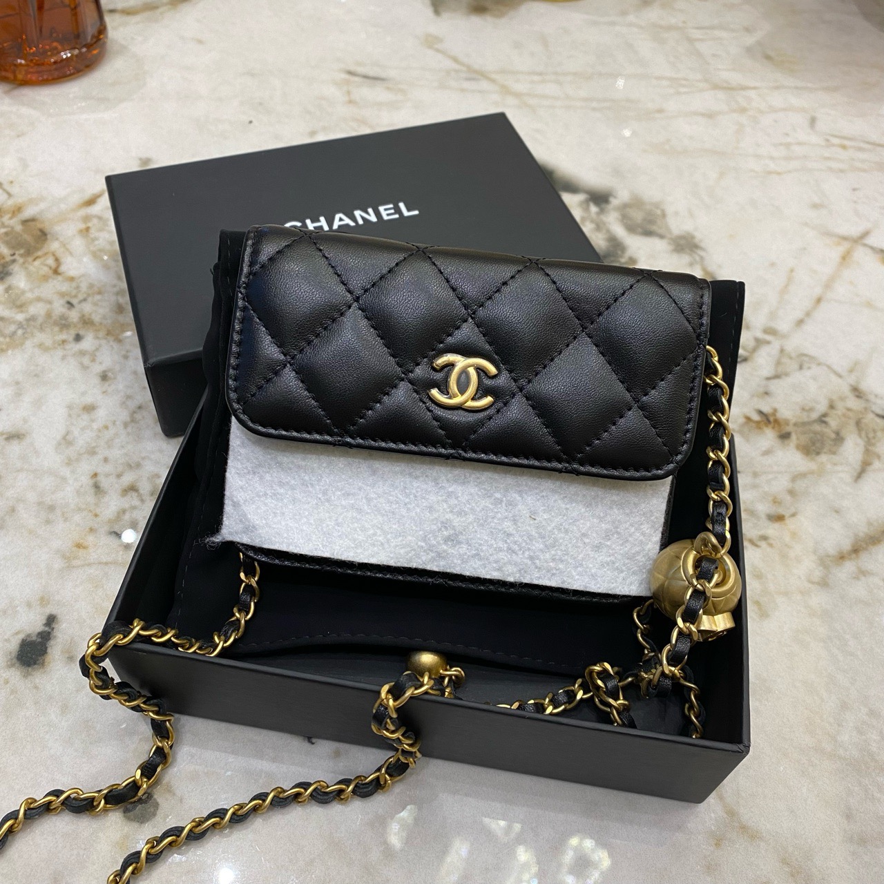 99新 Chanel/香奈儿 小金球mini链条包 金扣