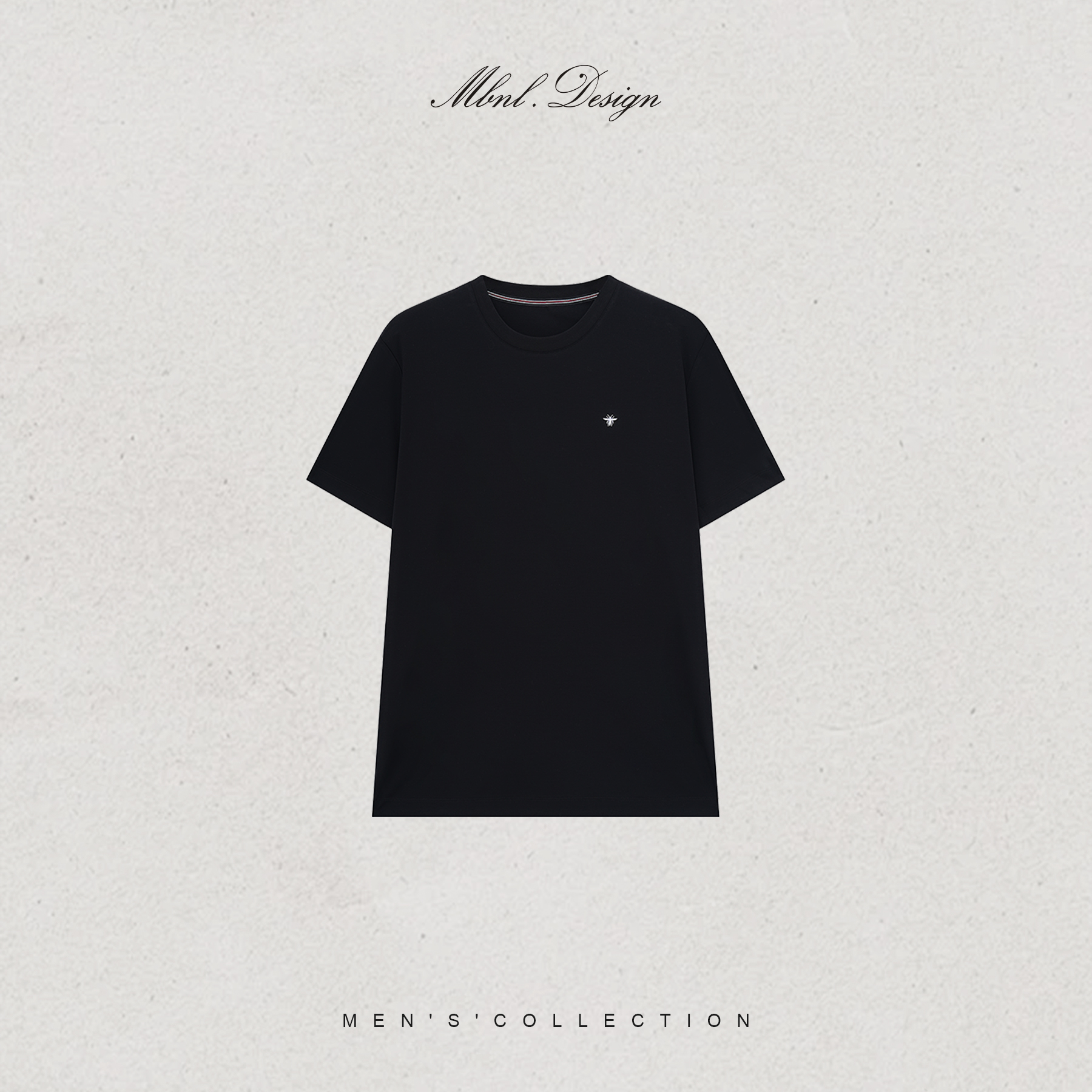 MBNL-F「蜜蜂刺绣」秦磊男装-80支双股丝光棉双面布短袖T恤ST241022