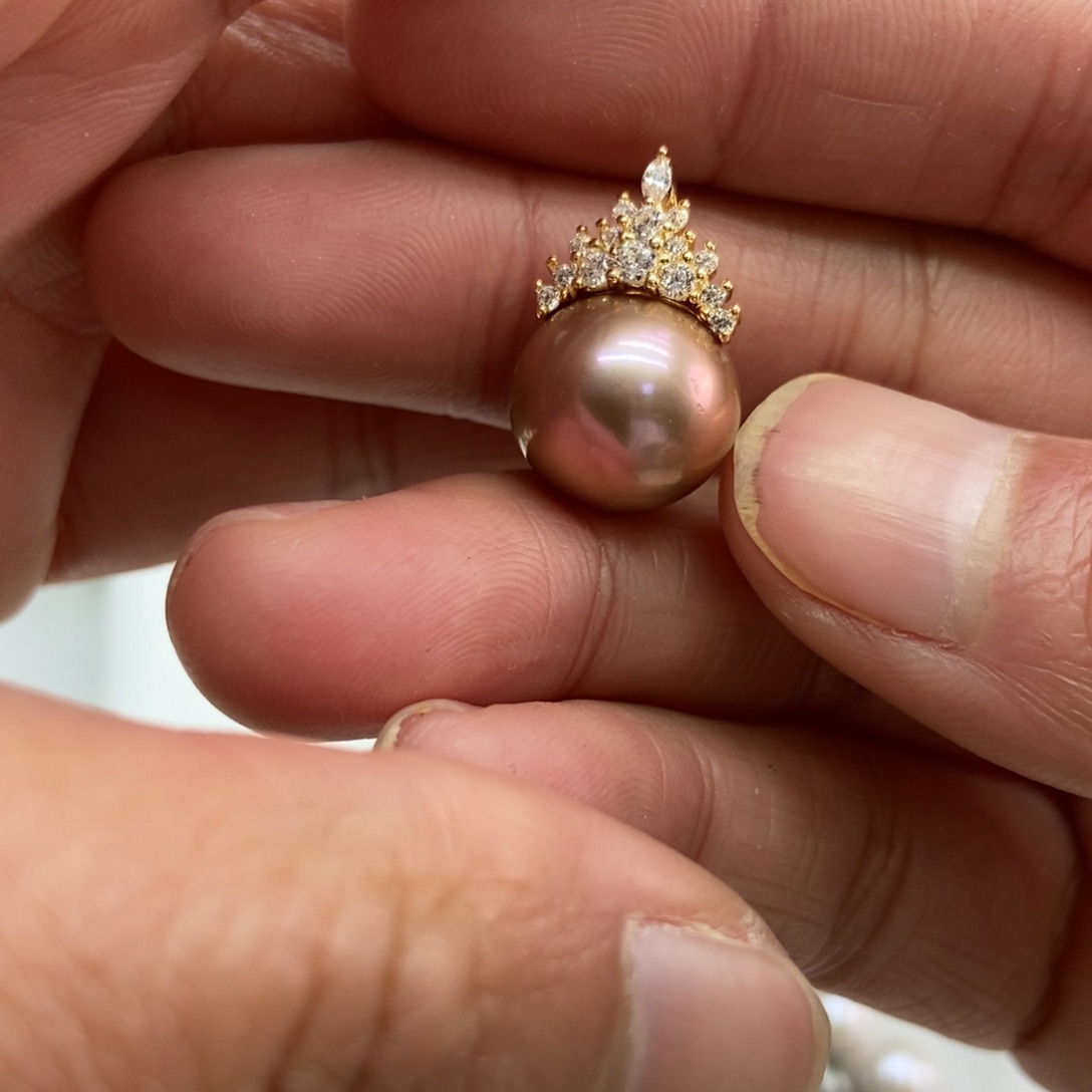 淡水珍珠吊坠(不含链)银S925镶嵌