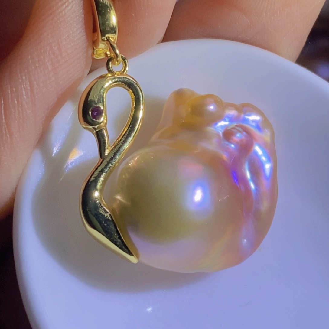 银S925镶嵌淡水珍珠微瑕天然淡水珍珠