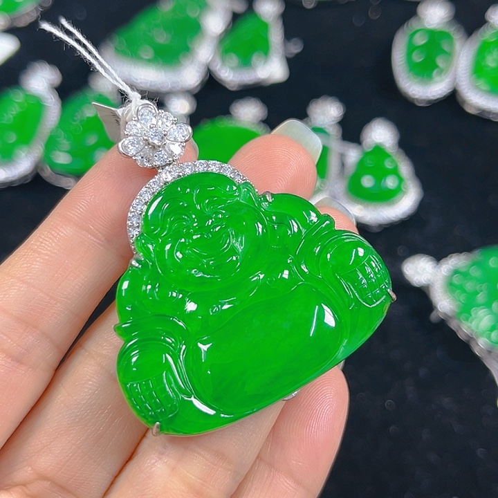 翡翠银S925镶嵌吊坠(不含链)