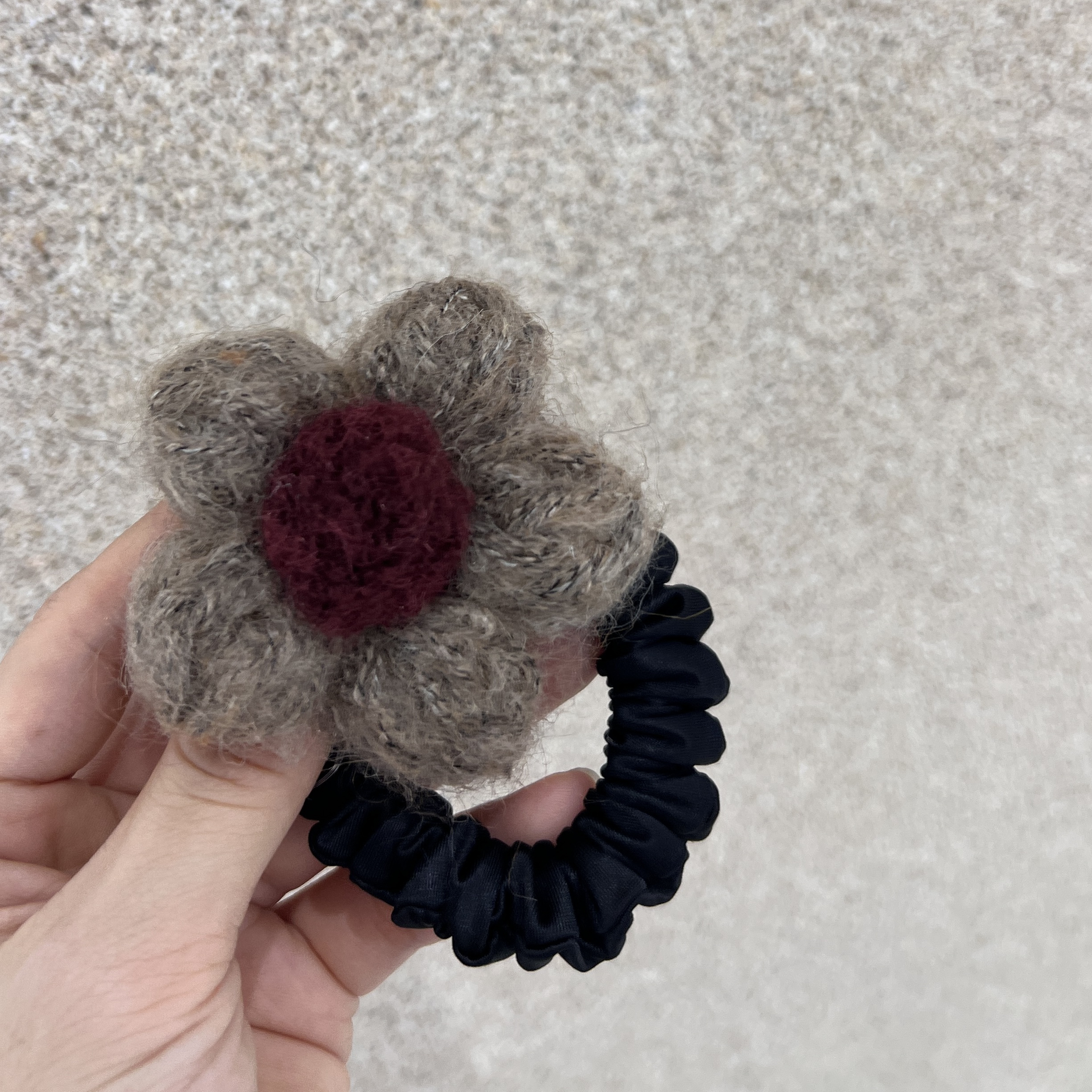 毛线针织花朵面膜发圈韩系简约气质慵懒秋冬发绳