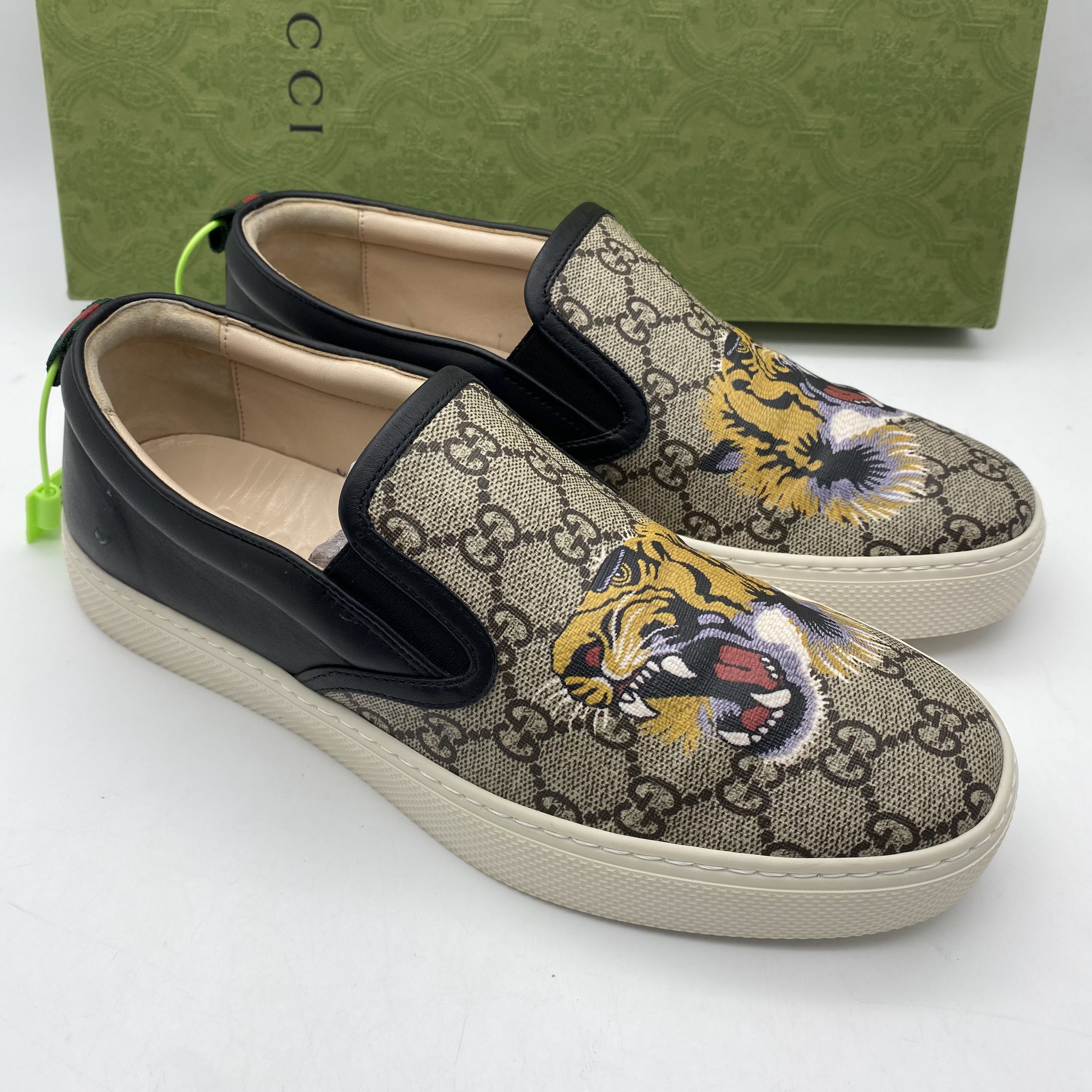 95新 GUCCI/古驰 40欧码/虎头印花低帮休闲鞋一脚蹬舒适驾车鞋