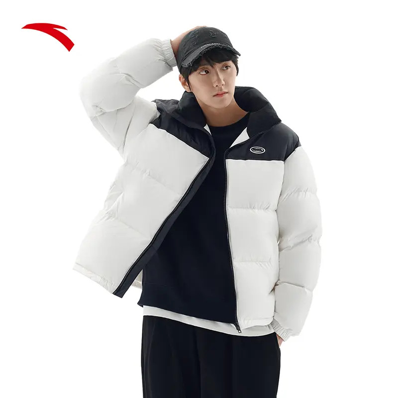 【保暖防泼水】安踏冬季短款羽绒服男女情侣款休闲百搭羽绒面包服