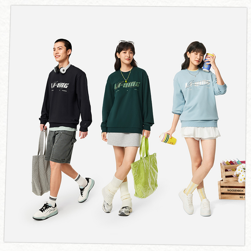 【2025新品】李宁运动生活系列男女同款宽松套头卫衣AWDVF77