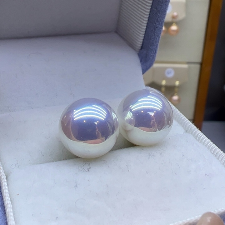 银S925镶嵌耳饰淡水珍珠