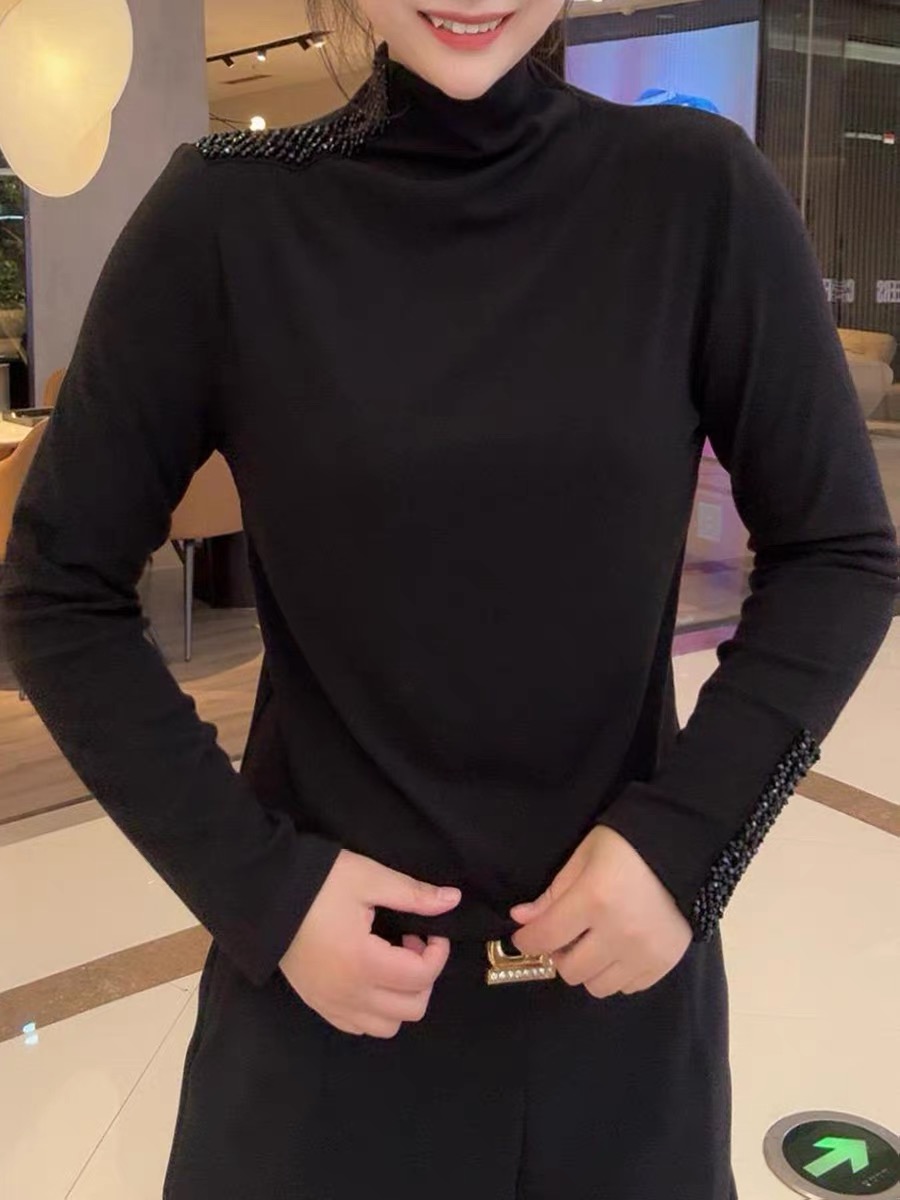 秋冬新款高领气质时尚百搭衫女长袖打底衫上衣6290-A119