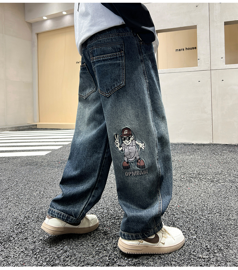 男童牛仔裤儿童裤子春秋款童裤老爹裤2025新款童装长裤男孩中大童