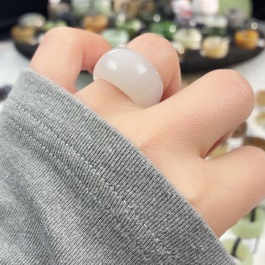 和田玉未镶嵌戒指S9香芋紫馒头17.6