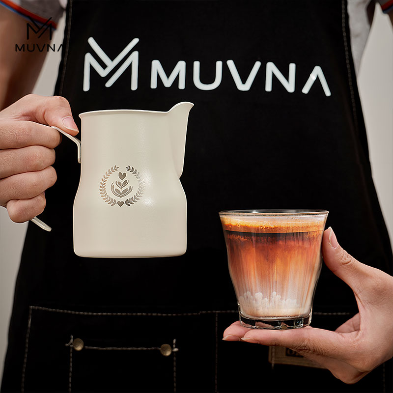 MUVNA意式咖啡打奶杯304不锈钢大肚打奶缸350/450ml奶泡杯拉花缸