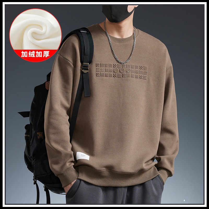 男士卫衣2025秋冬季加绒加厚保暖圆领长袖衫潮流百搭潮牌男装上衣