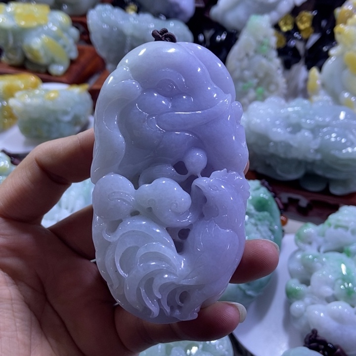 翡翠未镶嵌把件吉祥如意