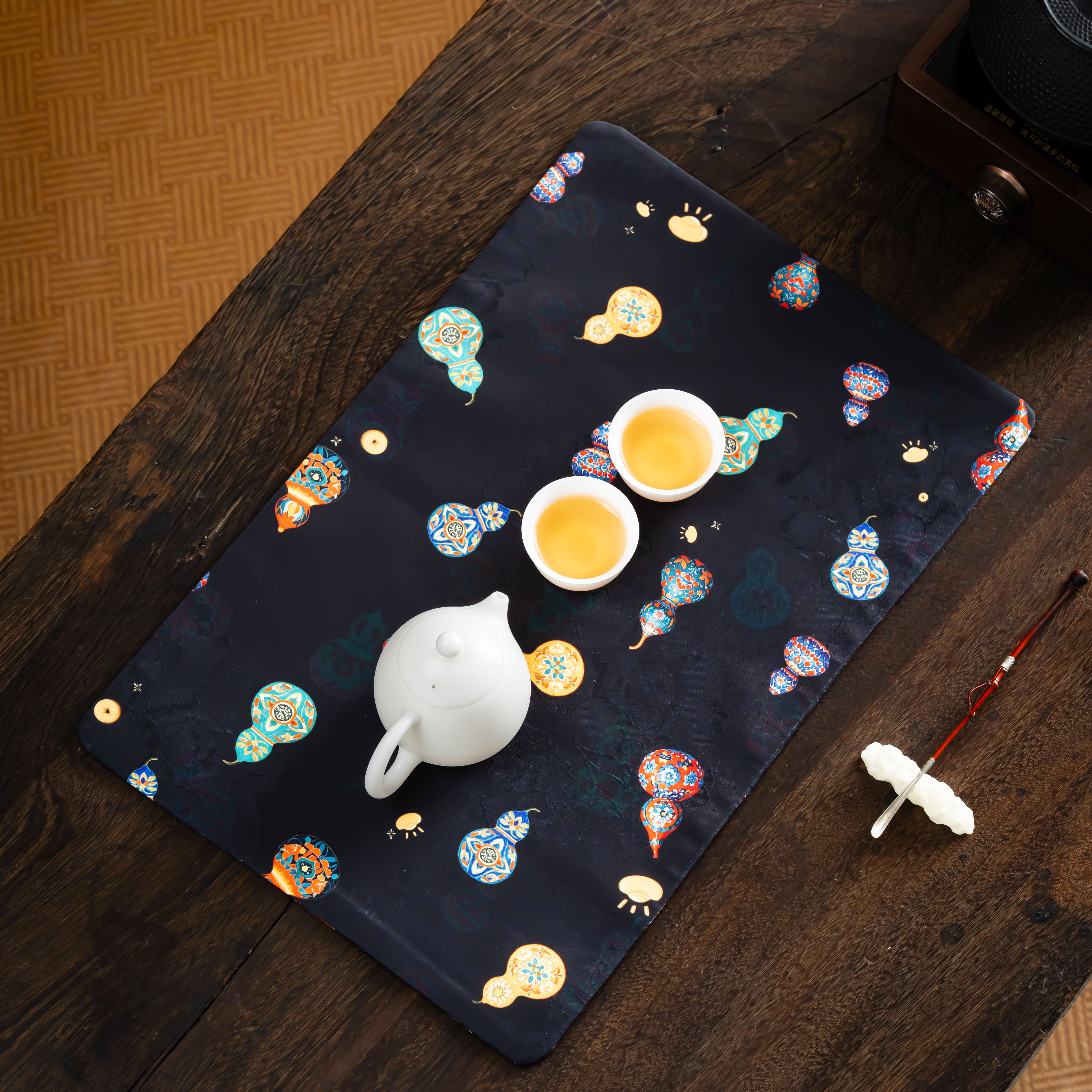 复古防水仿云纱茶席双层中式禅意茶桌布轻奢车缝茶席