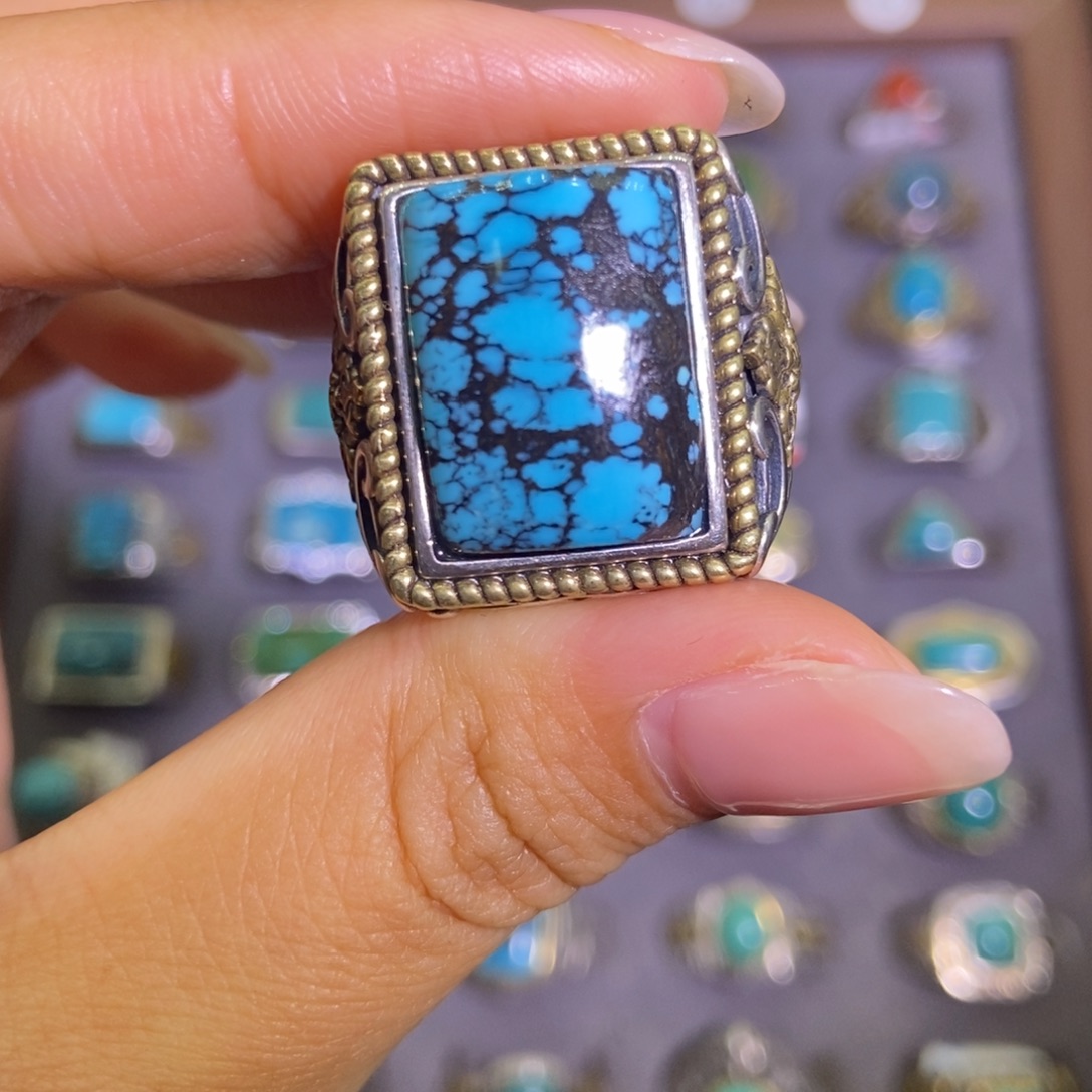 渔***子绿松石银S925镶嵌戒指