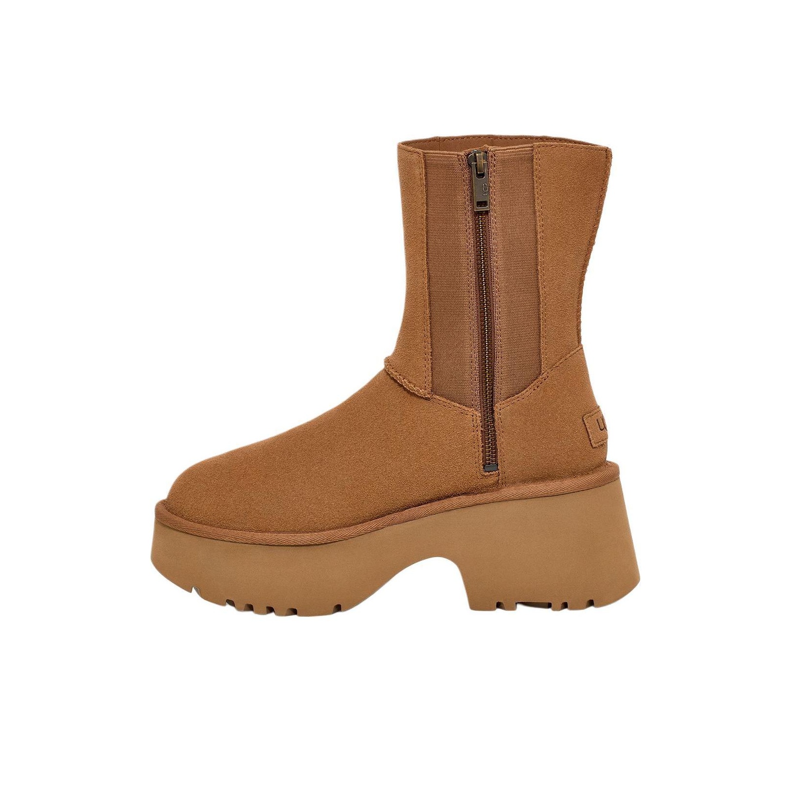 UGG 舒适保暖厚底 拉链圆头 人鱼短靴 雪地靴  栗色 1158313-CHE