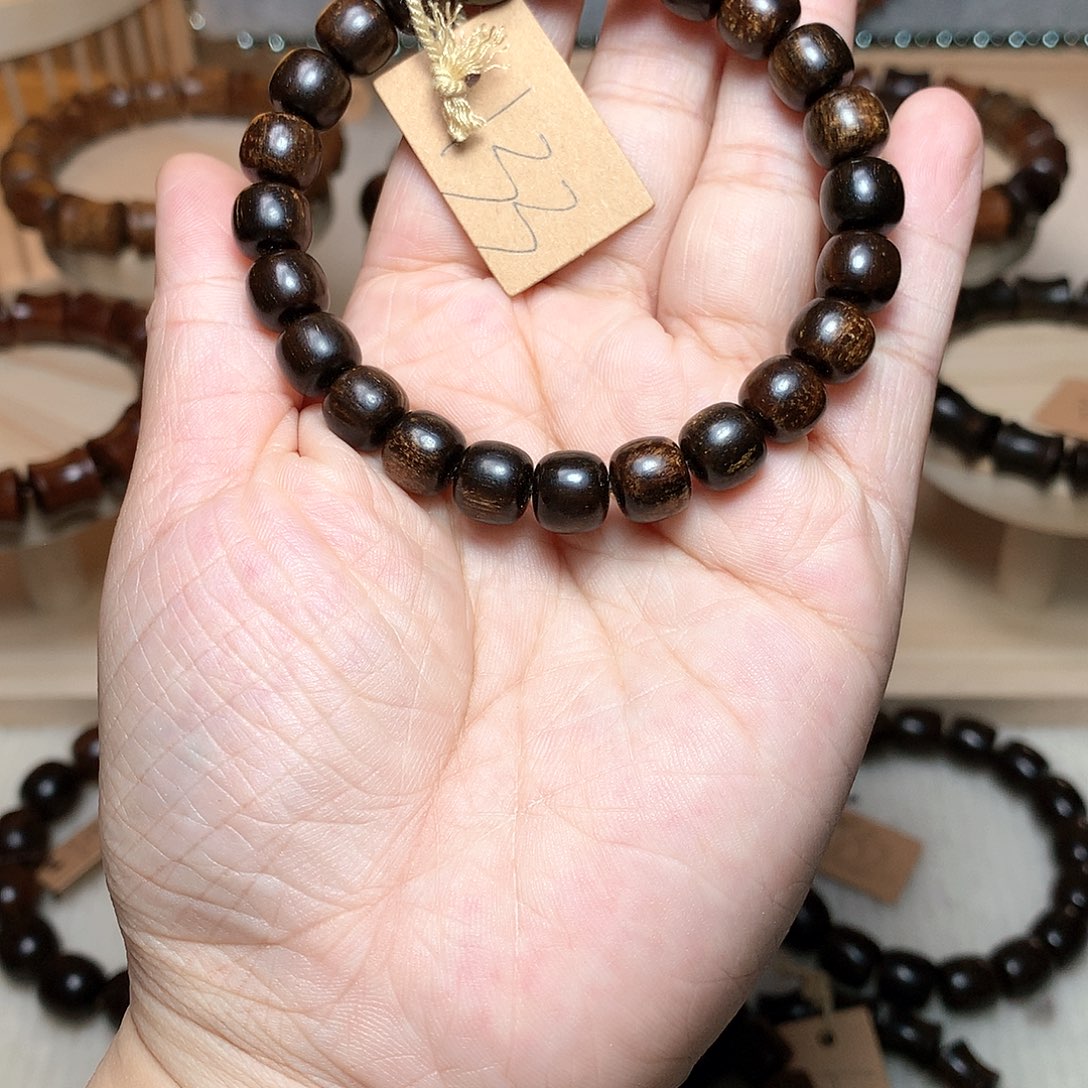 贡木手串/手链?**?巴布亚贡木8*9黑单圈