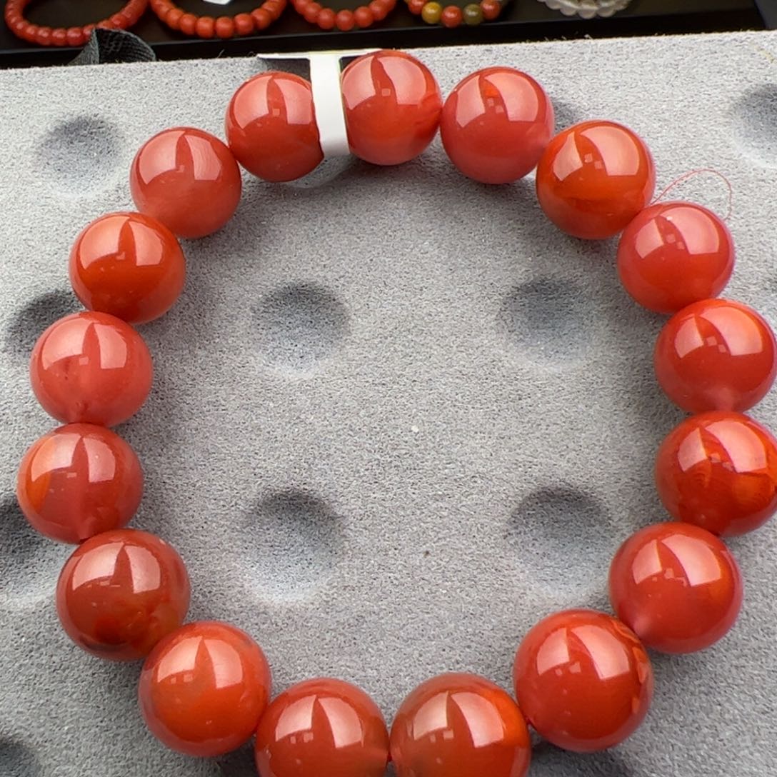 南红玛瑙【玫瑰红 手串12mm多样性发一件未镶嵌