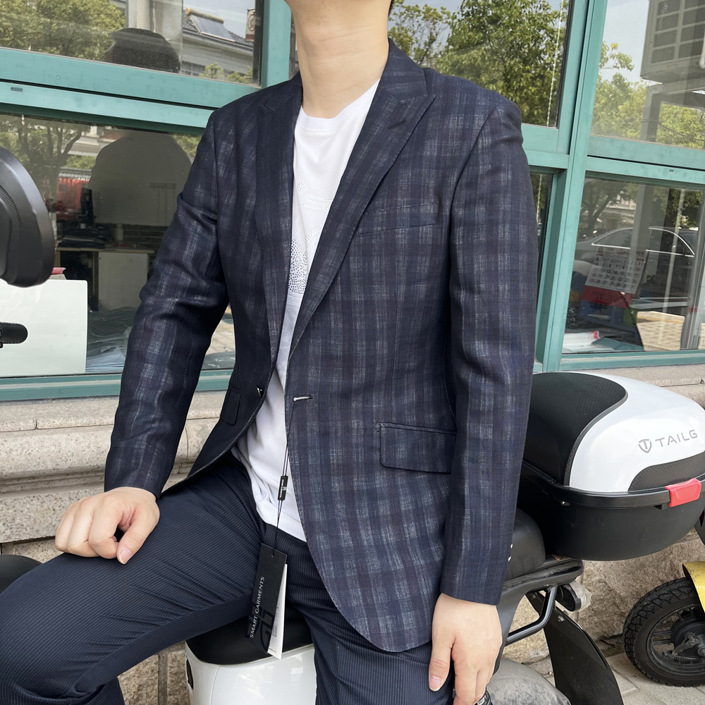 850363 羊毛+亚麻  2025年夏季薄款羊毛西服男士亚麻单西外套