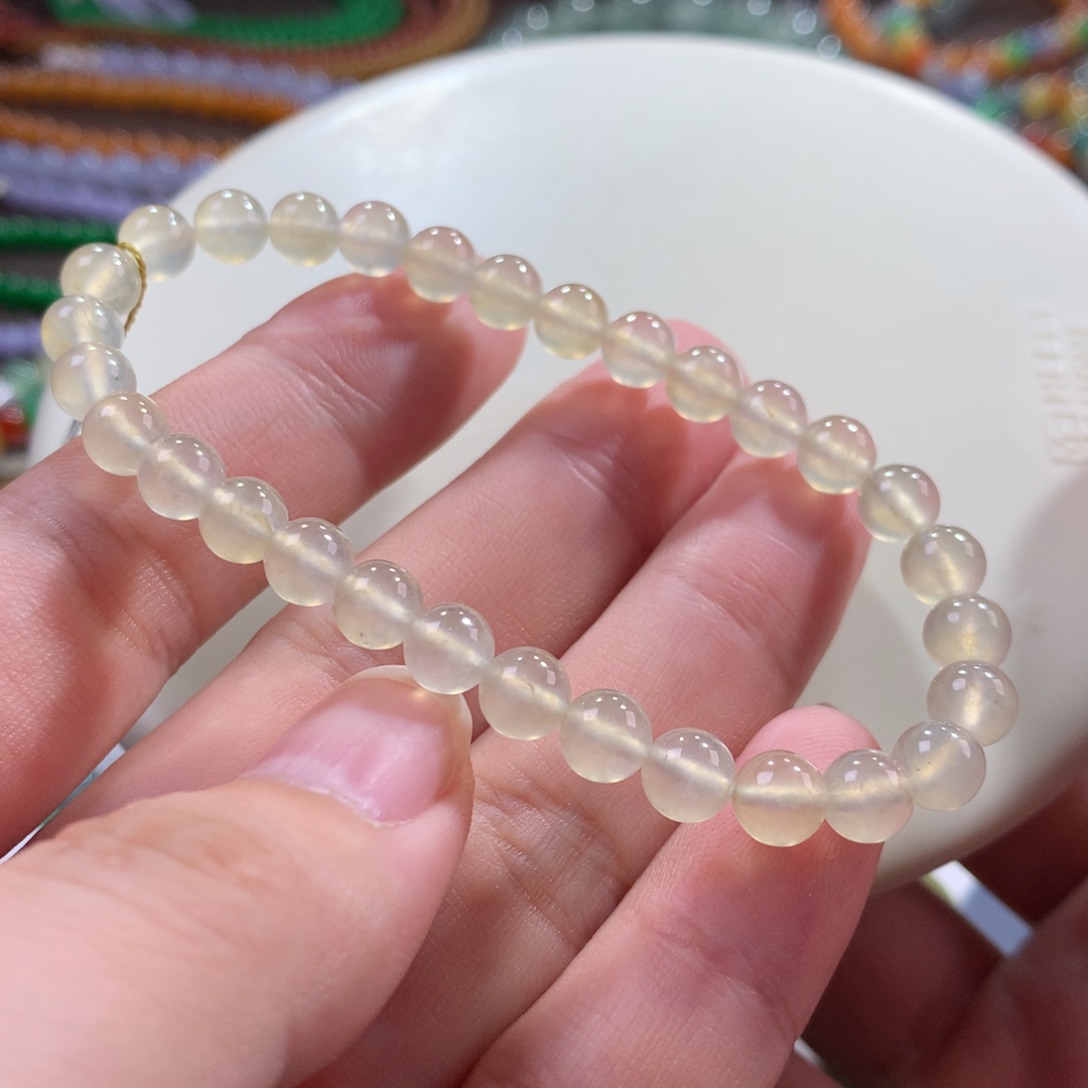 翡翠未镶嵌手链翡翠玻璃钢冰淡冰糖雪梨黄卡6+