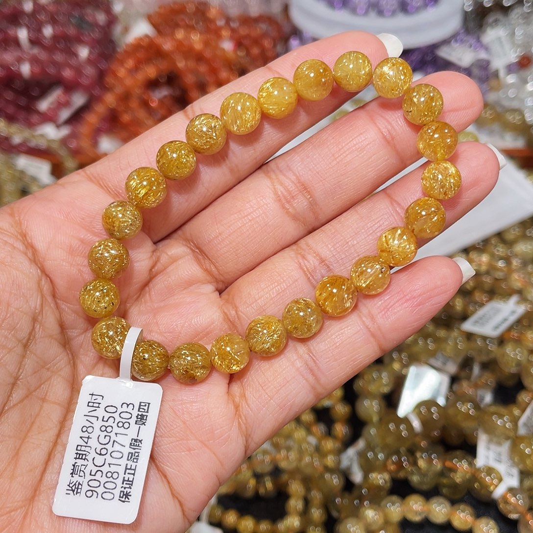 发晶手串未镶嵌金发7.8m