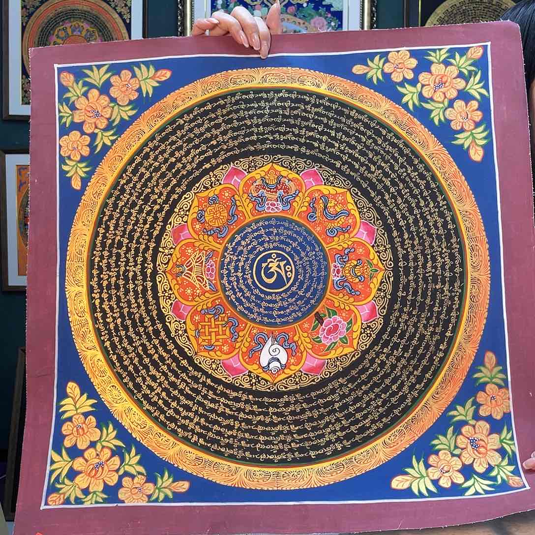 卷轴画手绘唐卡六字50厘米