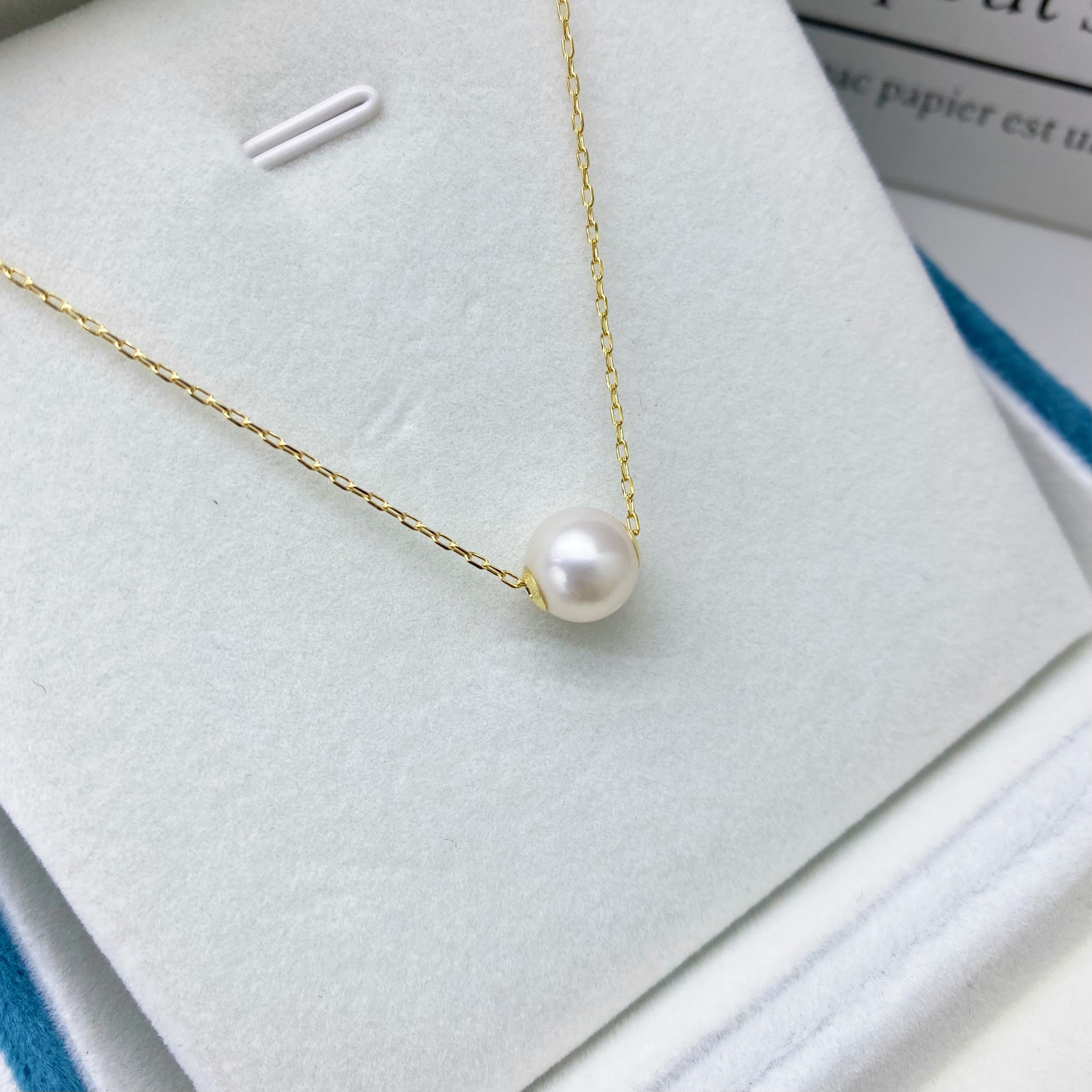 18k金海水Akoya珍珠路路通项链 8-9mm经典百搭款 女