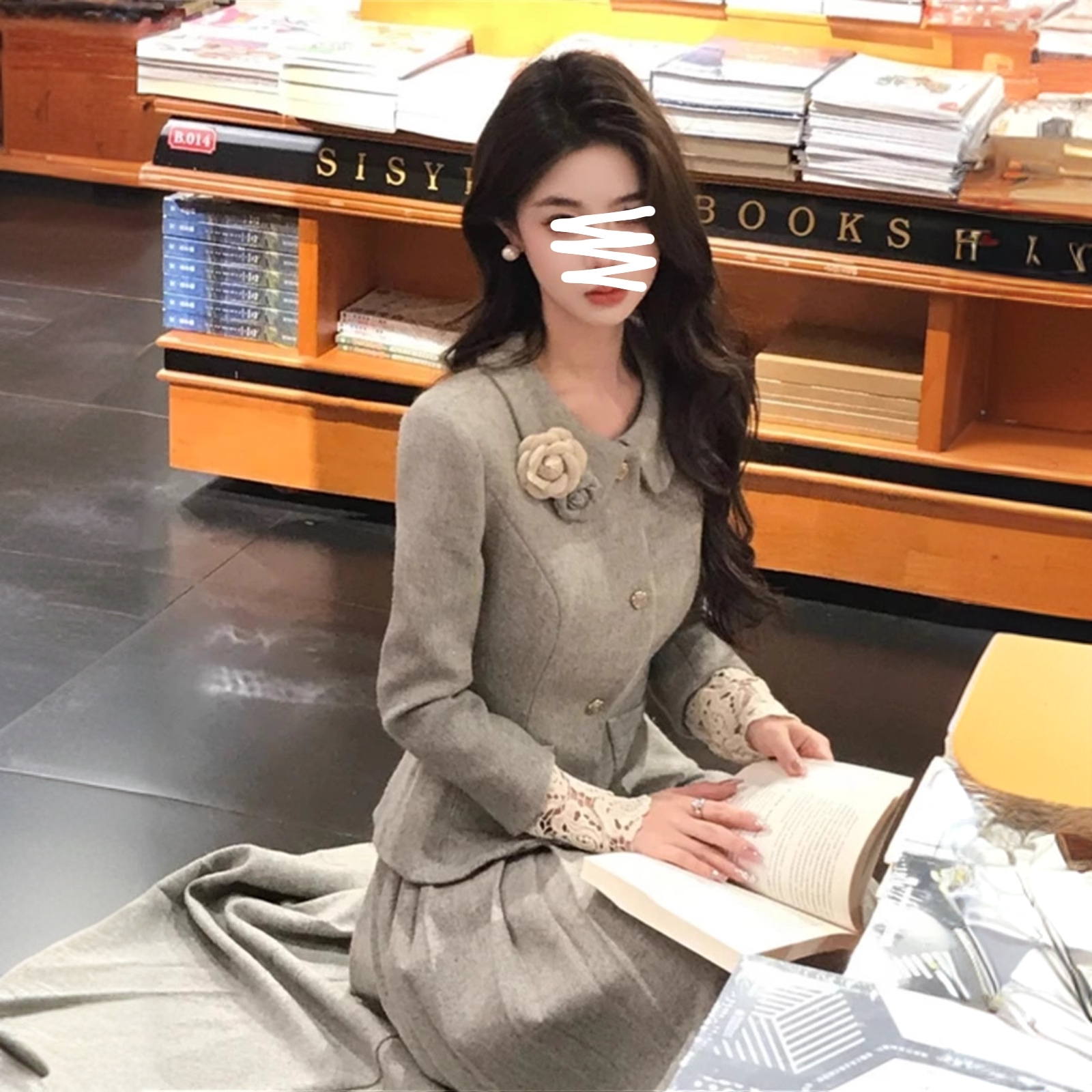 气质高级小香风灰色呢子外套百褶裙两件套女冬季新款富家千金套装