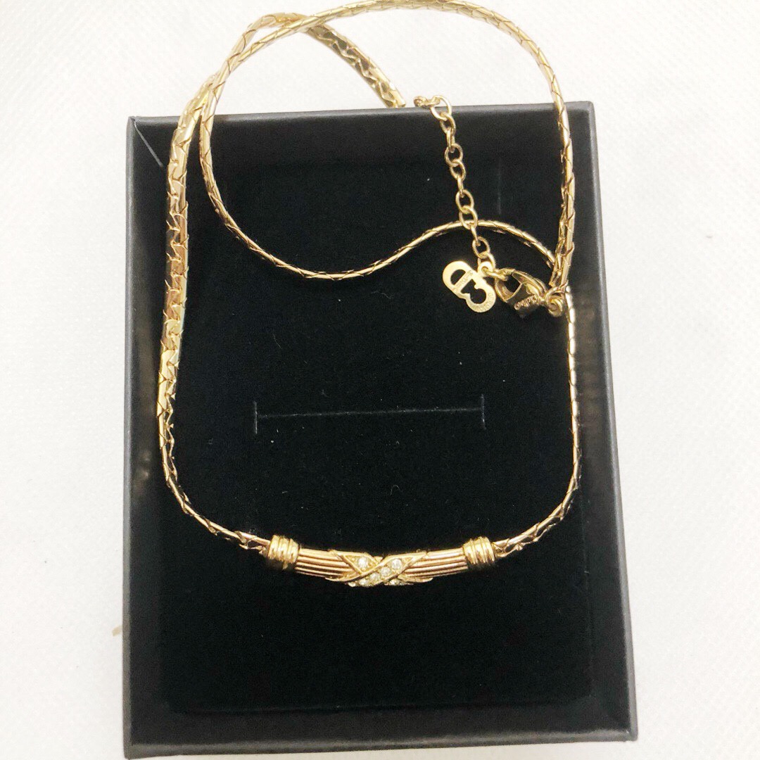 95新 DIOR/迪奥 迪奥金色镶钻锁骨项链