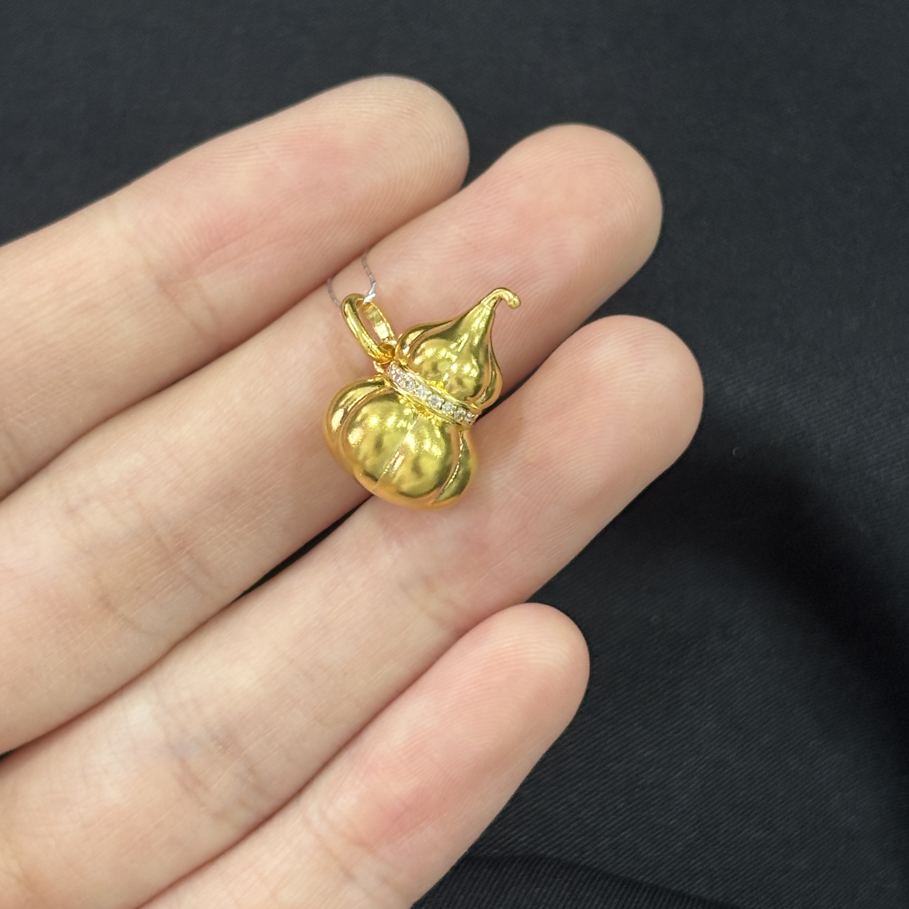 斜挂点钻南瓜葫芦吊坠 足金999