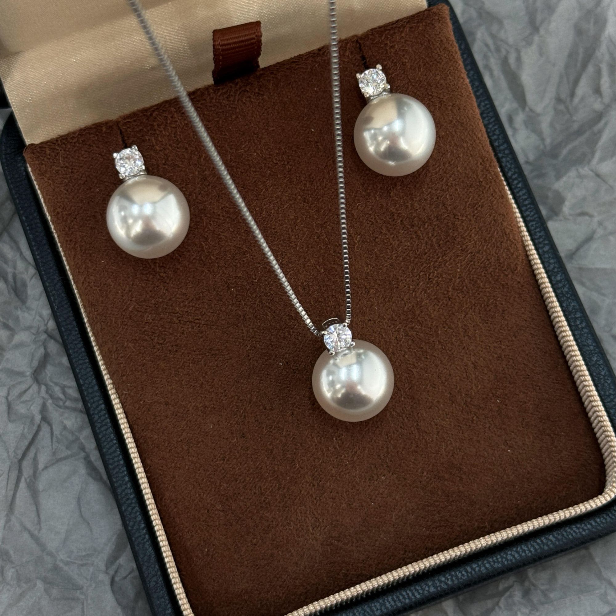 铜合金仿珍珠吊坠 戴妃款单颗气质小众金色贝珠吊坠项链时尚百搭