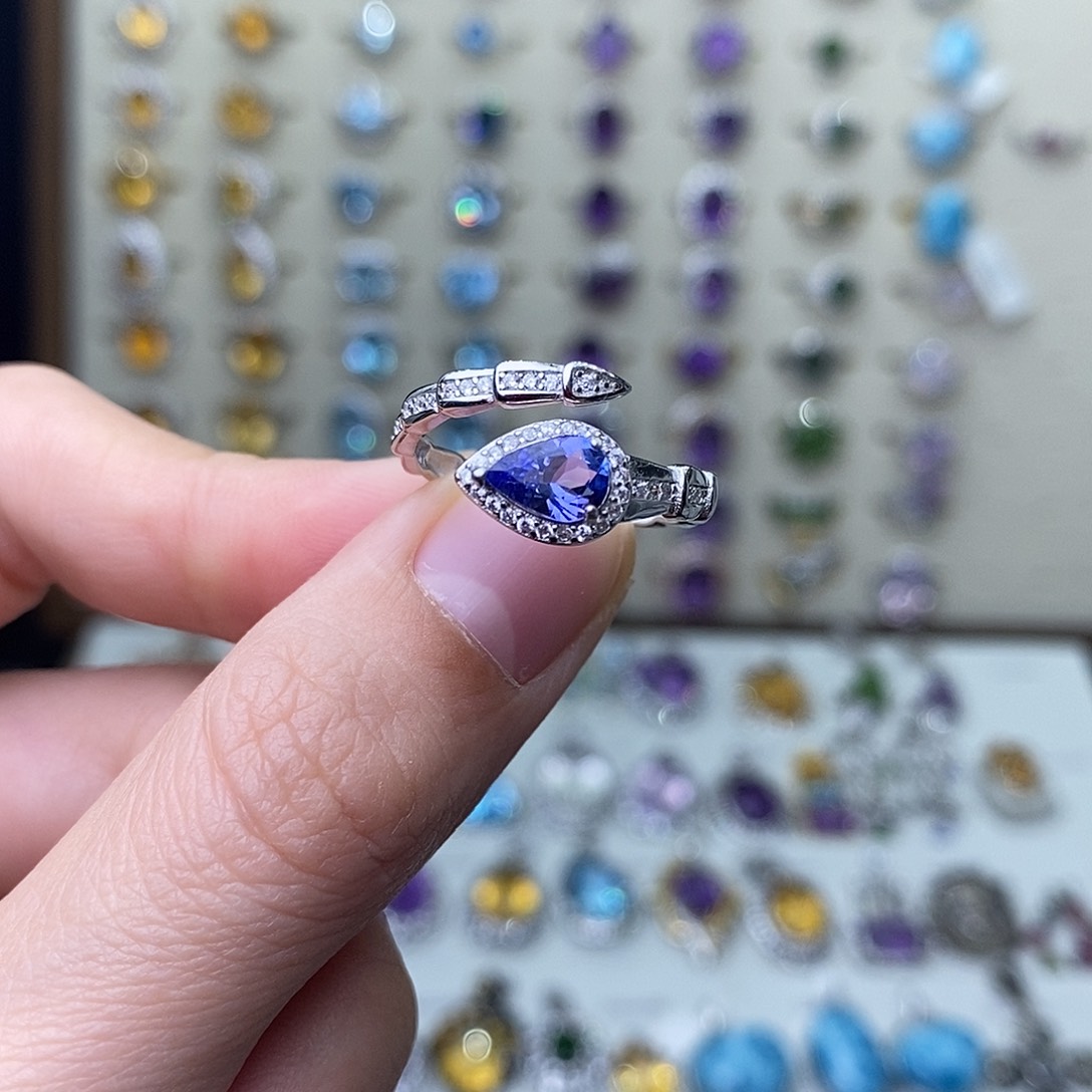 坦桑石戒指银S925镶嵌（一物一证）