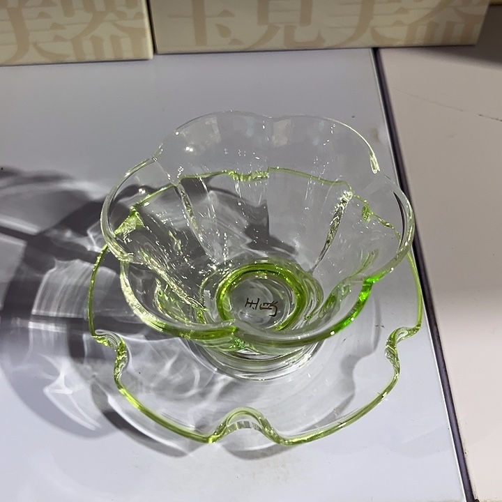 玉见荧光绿花朵主人杯