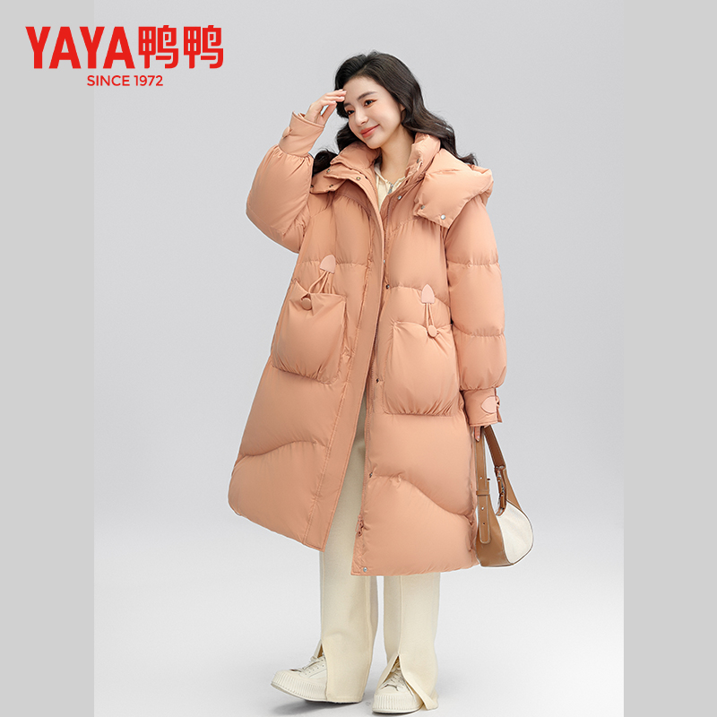 YAYA/鸭鸭羽绒服时尚女士连帽长款加厚保暖中长款外套YE3B631123L