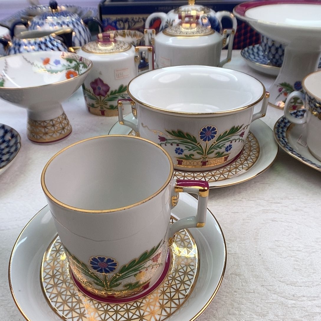 镜**白三件套双耳杯碟碗