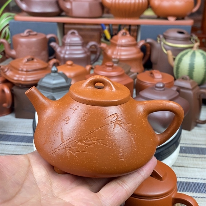 紫砂茶壶子冶石瓢220cc原矿红降坡泥特价