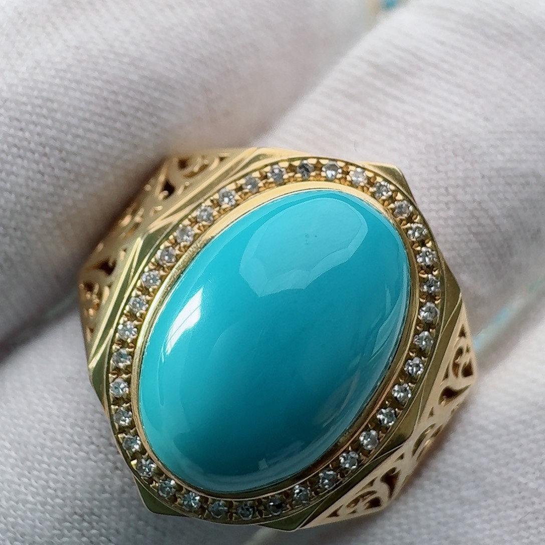 绿松石18K金镶嵌戒指