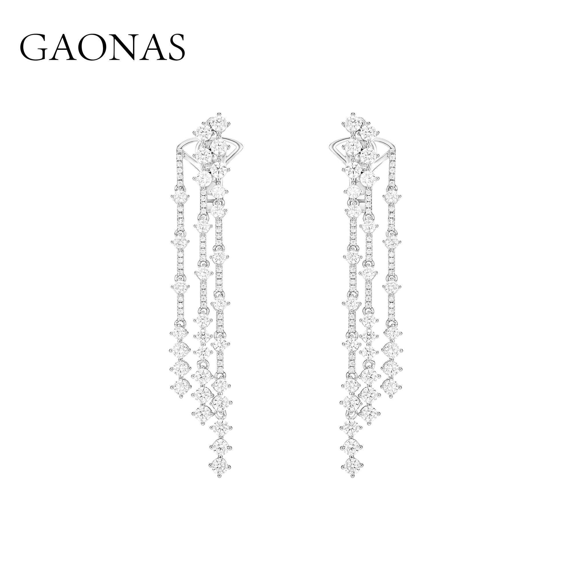 GAONAS 合成锆石耳饰 璀璨星河时尚白色流苏耳环11654EW